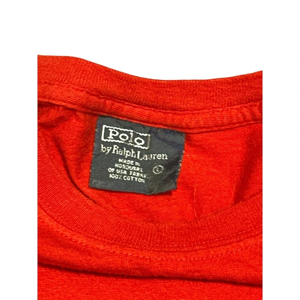 Polo By Ralph Lauren Red Men's T-Shirt With Blue Embroidered Logo Pony‎ Size L